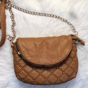 Brown long strap handbag